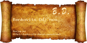 Benkovits Dános névjegykártya